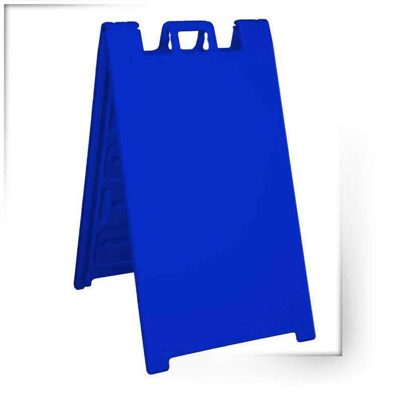 Plasticade Signicade Portable Folding Sidewalk Double Sided Sign Stand, Blue