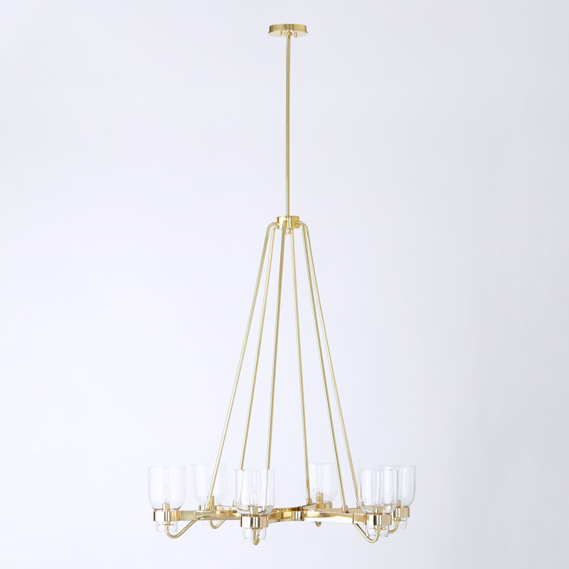 Six Light Chandelier, Shiny Brass