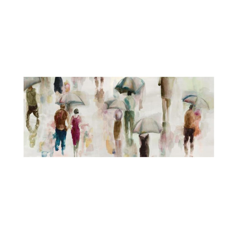 Umbrella Season I Painting by Eden Edwards, Knife Gel, 30" H x 71" W  x 1.5" D