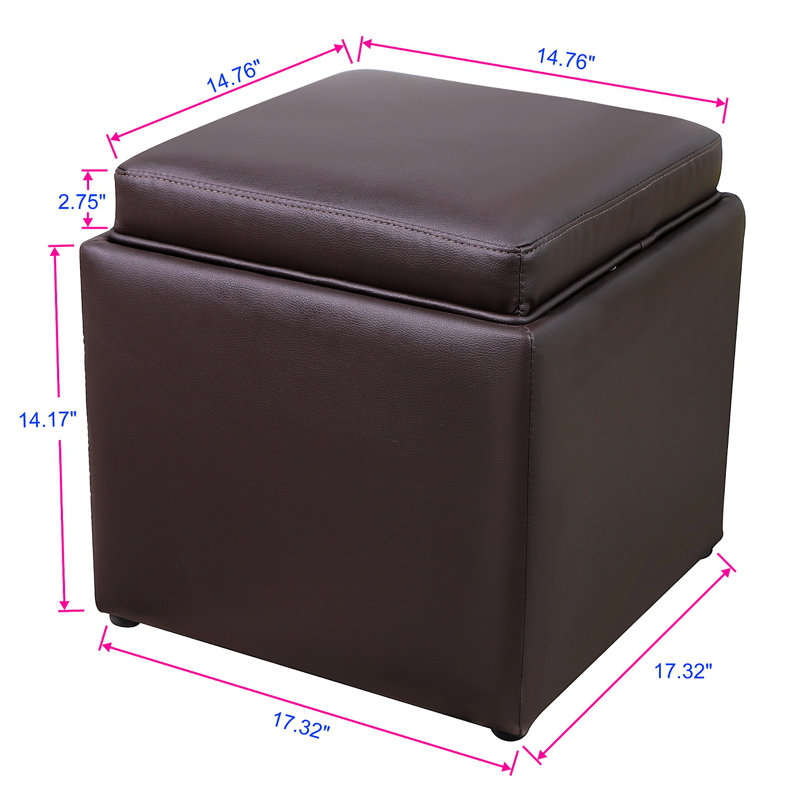 Table basse Zael, H 15,98 po x L 17,35 po x l 17,35 po, Brun foncé