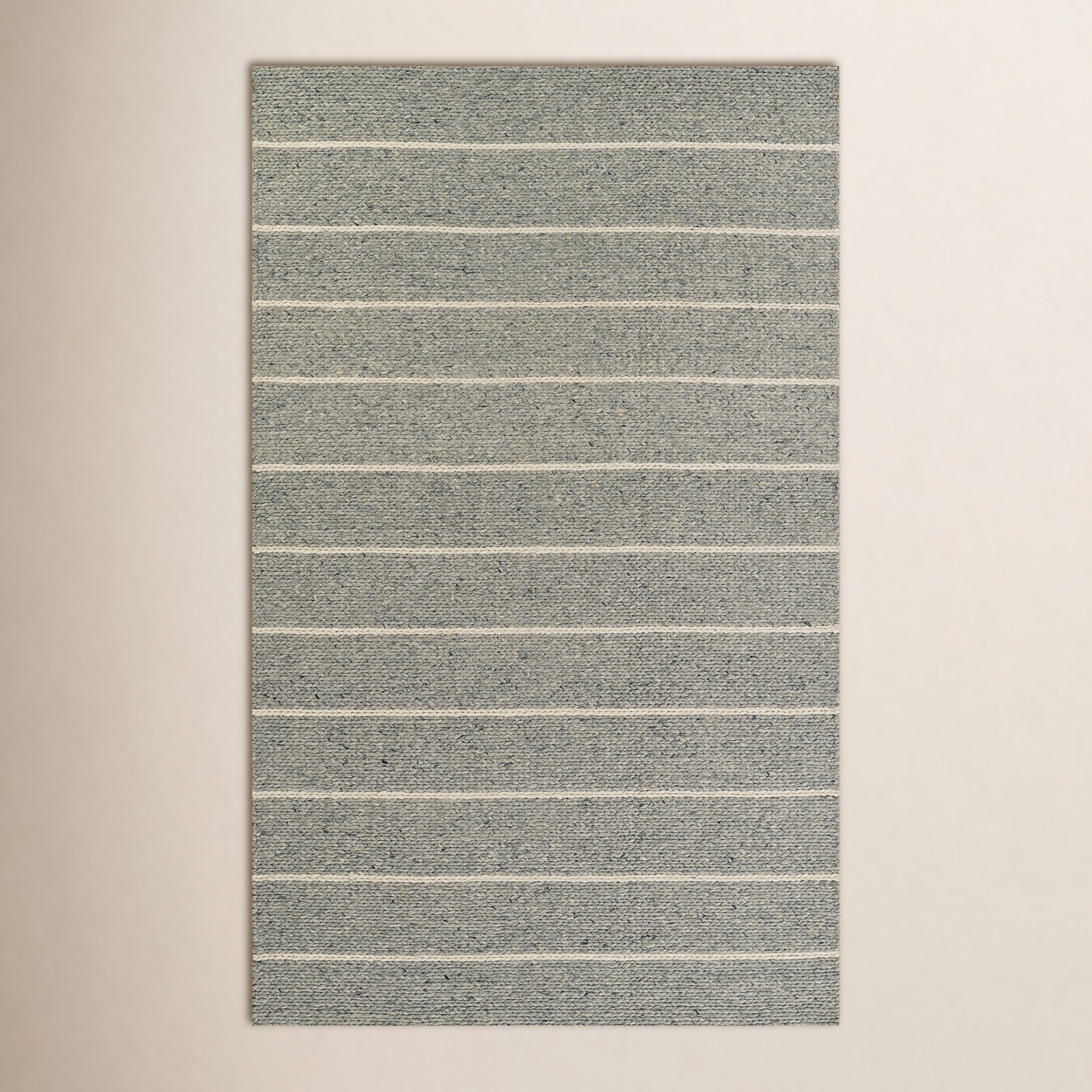 Lemington Gray Beige Hand-Braided Striped Rug, 9" W x 12" L