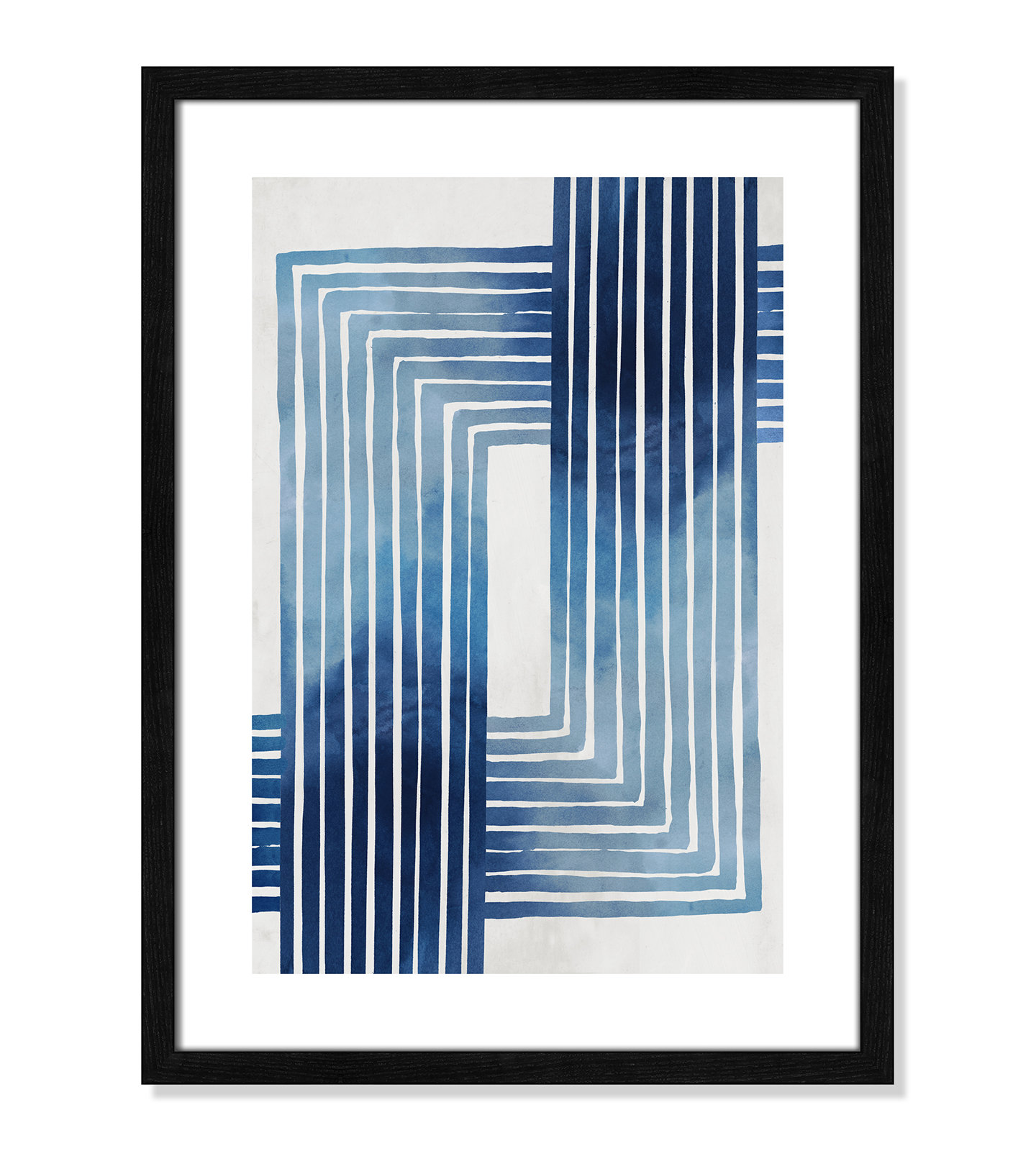 Lanny "In Unison" Painting by Eva Watts, 23" H x 17" W x 0.75" D, Black Wood Framed Paper