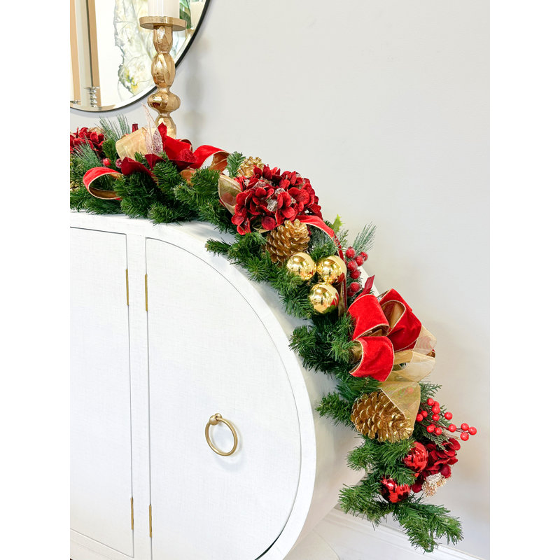 Red And Gold Magnolia Garland