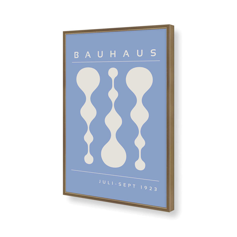 Blue Retro Bauhaus II, impression dans un cadre, H 25,25 po x l 19,25 po, Or brossé