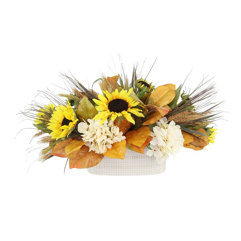 Fall Floral Arrangement with Sunflowers and Hydrangeas