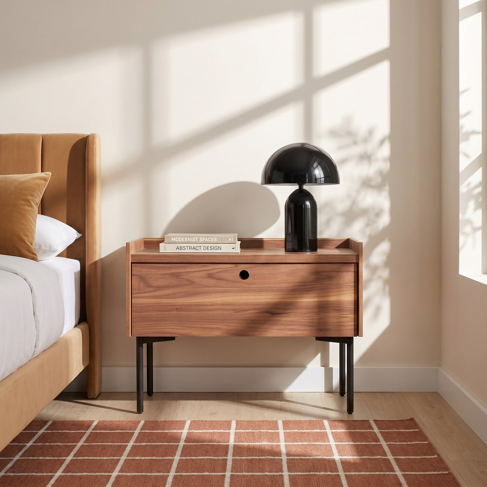 Peek 1 - Drawer Nightstand, Rustic Walnut