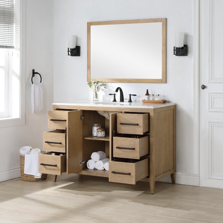 Alsup 60 Double Bathroom Vanity Set Mercury Row Base Finish: Wire Brushed Oak