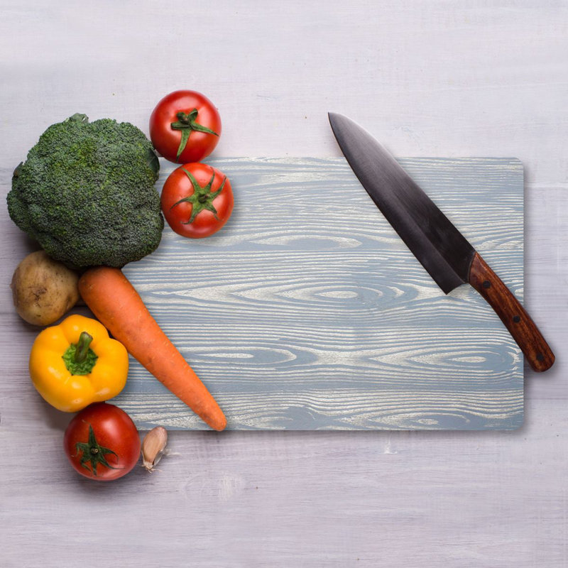 Flourish Tempered Glass Cutting Board, 7.9 x 11.8 inches | 100% Antibacterial, Easy-Clean Surface, Non-Slip Silicone Feet | Perfect for Food Prep & Serving, Durable & Stylish Kitchen Essential, Not Dishwasher Safe