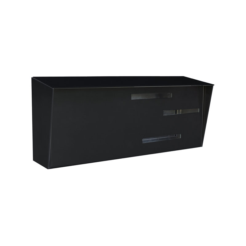 Wall Mount Black Mid Century Modern Mailbox, Black