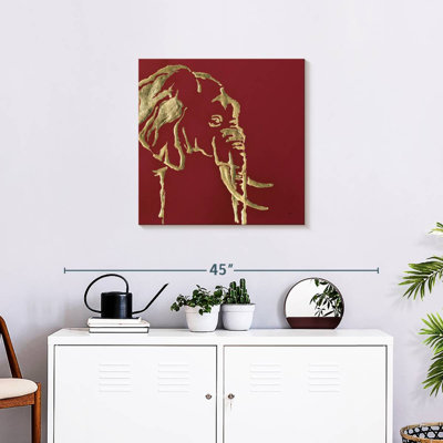 Brampt Gilded Elephant On Red