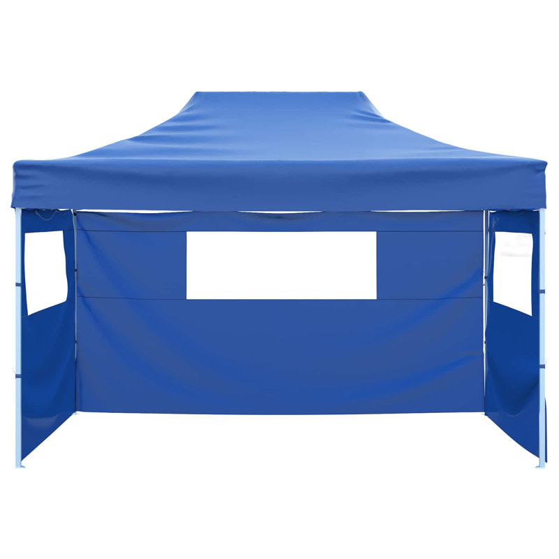 Vidaxl Foldable Party Tent Pop-Up With 4 Sidewalls Patio Gazebo Canopy Shelter, 315cm H x 431cm W x 291cm D, Blue, Blue