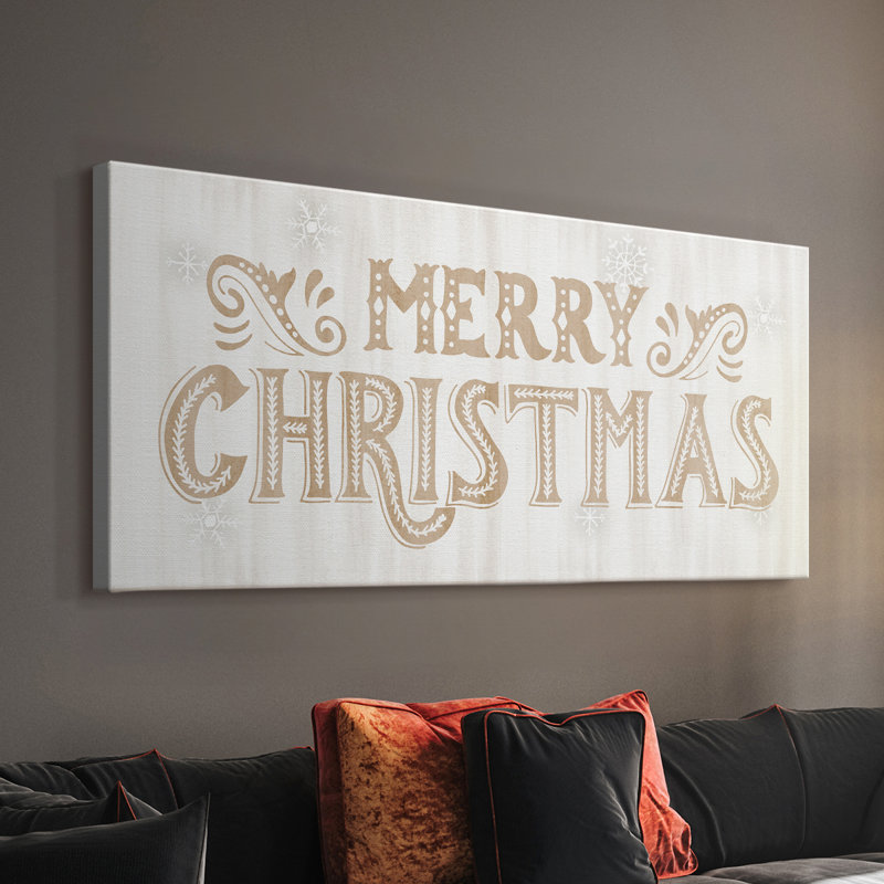 Merry Christmas - Toile tendue avec châssis - Prêt à accrocher, H 16 po x l 32 po