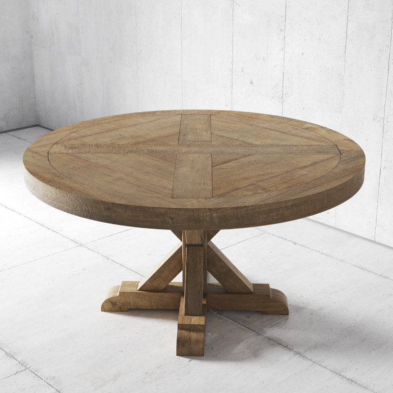 Kosi Teak Round Solid Wood Dining Table, 60" W x 60" L