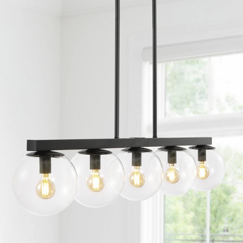 5 - Light Cluster Pendant, Black, Clear