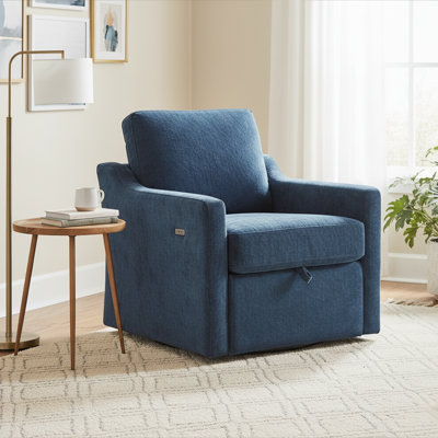 30" Wide Modern Chenille Accent Chair With Hidden Storage And Charging by Latitude Run