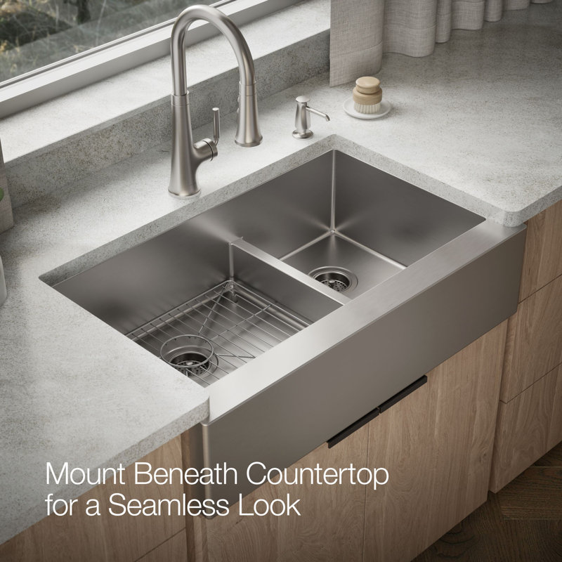 Strive 35.5" x 21.25 Self-Trimming SmartDivide Undermount Double-Bowl Kitchen Sink
