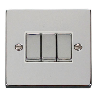 Polished Chrome 10A 3 Gang 2 Way Ingot Light Switch