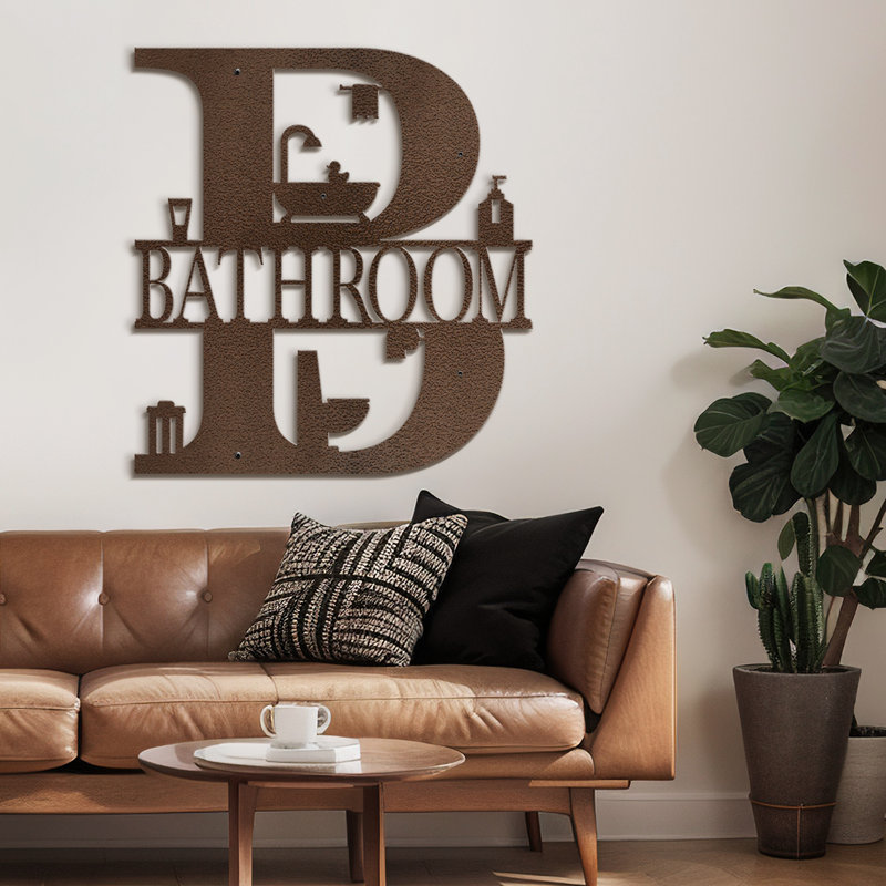 BATHROOM-Black And Gold Dimensional Iron Wall Sculpture Metal Wall Art Modern Bathroom Decor, 18" H x 16.74" W x 0.05" D