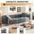 97.7" Velvet Upholstered Sleeper Sofa, King-Size Pull-Out Sofa Bed, 4-Seater Chesterfield Sofa with 2 Pillows, Dark Gray-1167970039