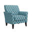 Fauteuil d'appoint avec treillis turquoise et pieds en bois massif brun foncé