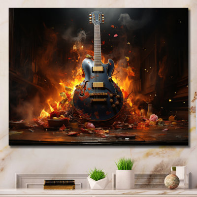 Jing Orange Black Fire Guitar Tools Music  Print