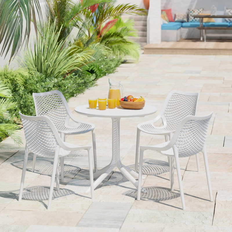 Ensemble repas extérieur pour 4 personnes, Blanc