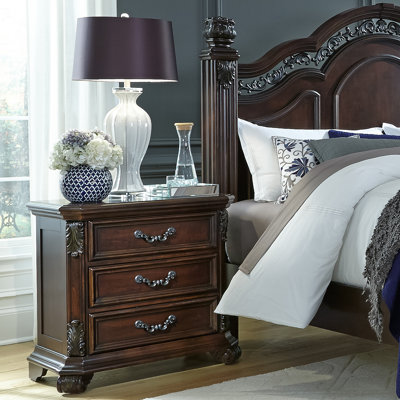  Amala 3 Drawer Nightstand w/ Lined Drawers