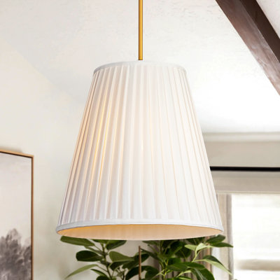 Elvaris 19" 1-Light Pleated White Fabric Pendant
