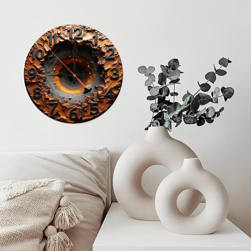 Horloge murale rustique orange