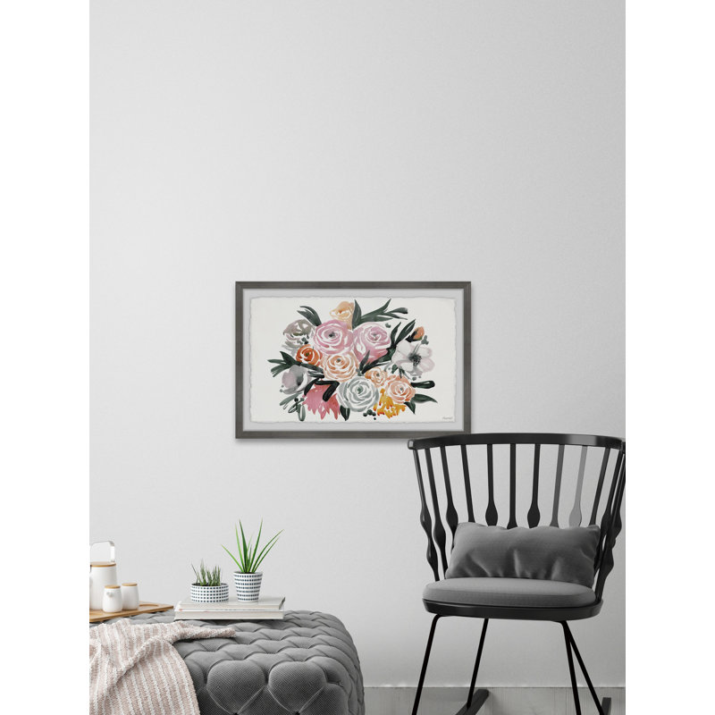 «Watercolor Flower Bouquet», reproduction encadrée, H 24 po x l 36 po x P 1,5 po