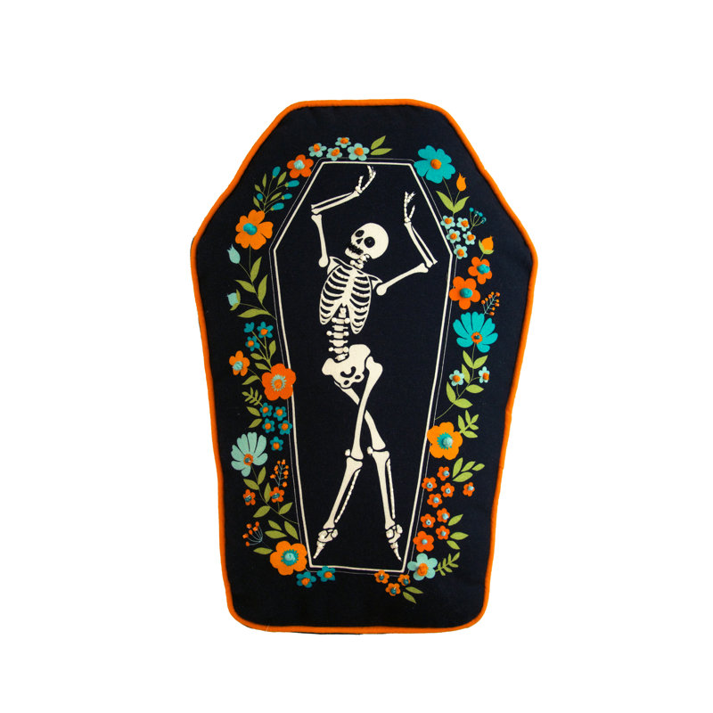 Skeleton Coffin Dance Shaped Halloween Throw Pillow