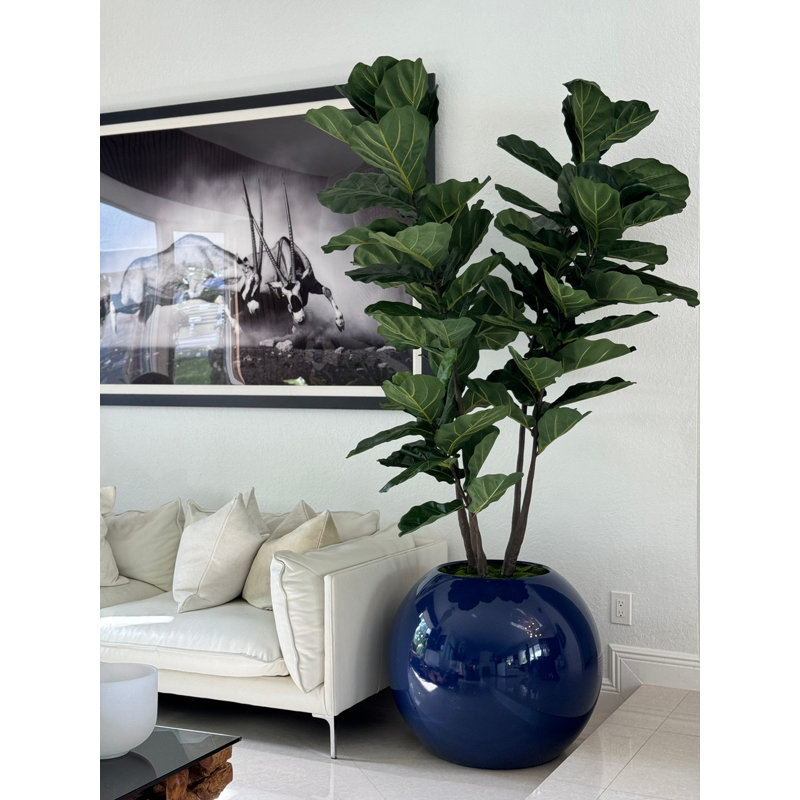 Pot à fleurs 30 "avec globe violon et globe bleu, Glossy Cobalt Blue