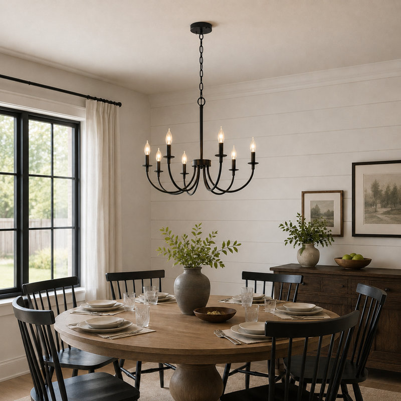 Krustina 8 - Light Dimmable Chandelier, Black