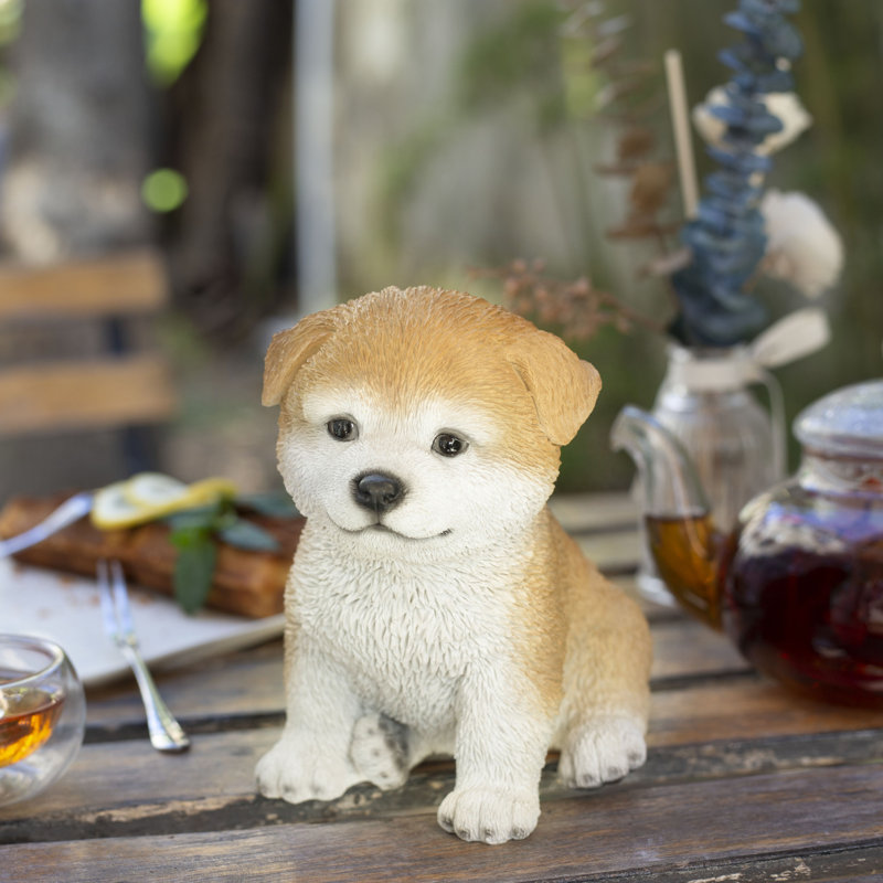 Brown Akita | Handpainted Decorative Puppy Statue for Home & Garden Decor | Premium Polyresin Dog Statue | Gift for Dog Lovers | Weather-Resistant Indoor/Outdoor Decor