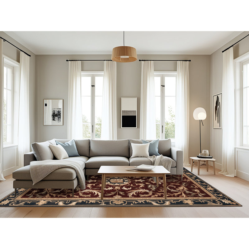 Tapis noir français lavable à la machine, Rectangle 8 pi x 12 pi