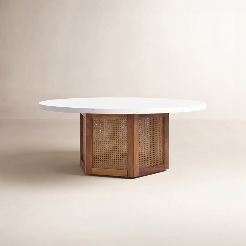 Pacetti 42" Coffee Table, White Faux Marble / Natural