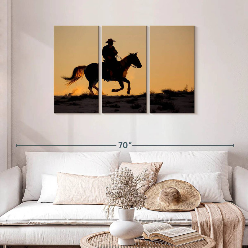 Lelar Cowboy On Horse, 28" H x 45" W