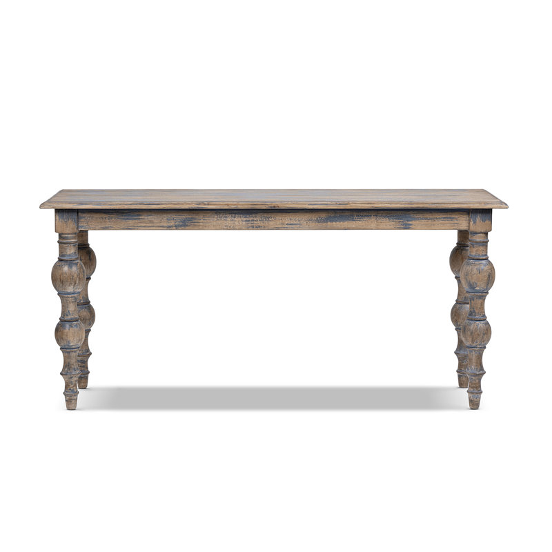 Table console Rosalie 65 po en pin recyclé à pieds tournés, bleu nuit, pin recyclé bleu nuit, Bleu minuit