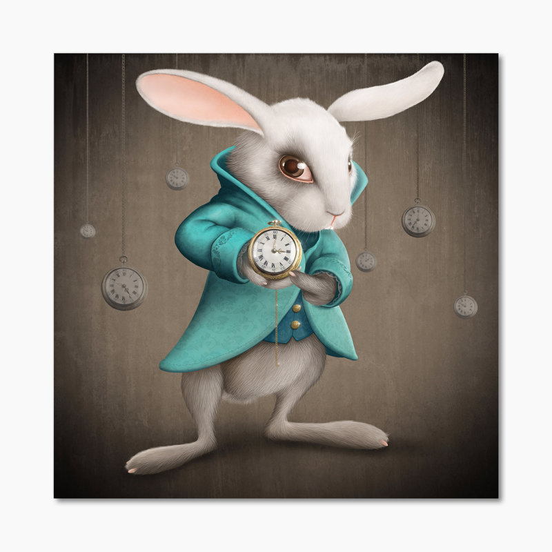 Lapin blanc Alice au pays des merveilles - photographie sur toile, H 36 po x l 36 po, Toile tendue