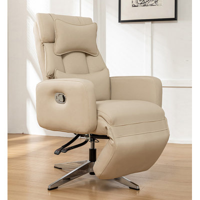 Fauteuil inclinable pivotant en cuir de qualité supérieure avec appui-tête et soutien lombaire