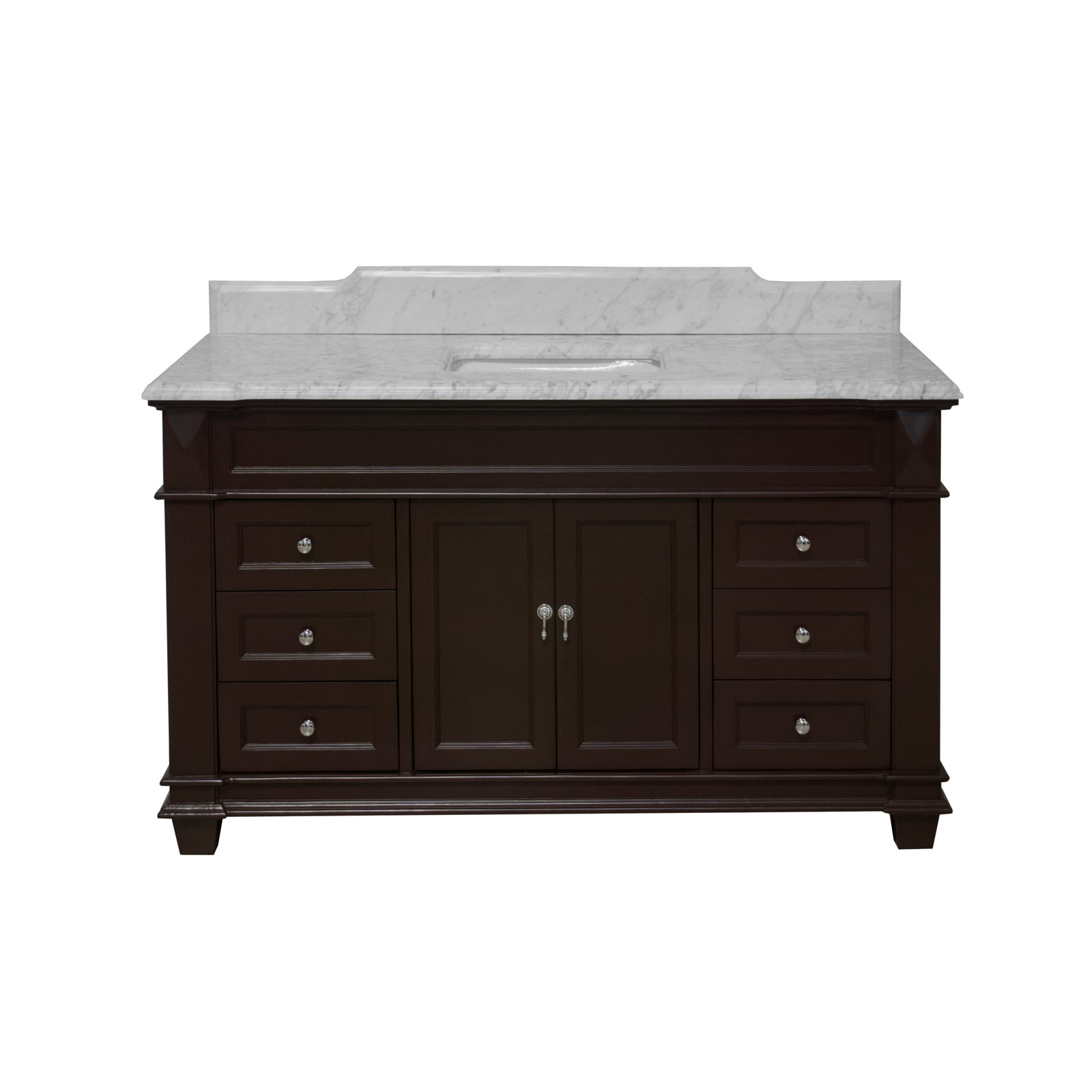 Ensa 60'' Single Bathroom Vanity, Chocolate, Carrara Marble