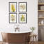 Fleurs encadrées, ensemble de 4 impressions géométriques murales carrées jaunes encadrées sur papier, impression de 4 pièces-93012716-93012714