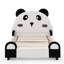 Lit simple mignon en forme de panda avec bords rembourrés de sécurité, structure de lit en bois massif pour la chambre à coucher, tissu en velours