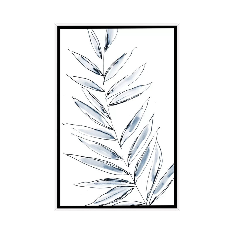 Palm Leaf No. 1 by Melissa Selmin - Painting on Canvas, 101.6 cm H x 66.04 cm W, White Framed