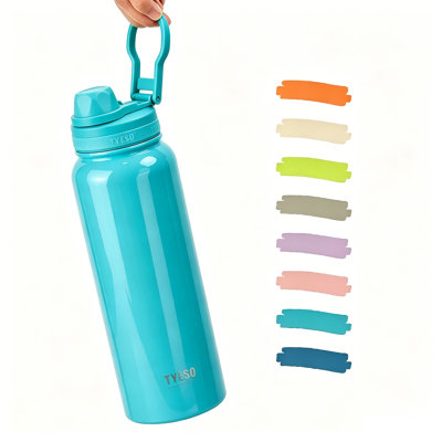 TYESO Stainless Steel Light Weight Sports Bottle With Handle, 40 OZ