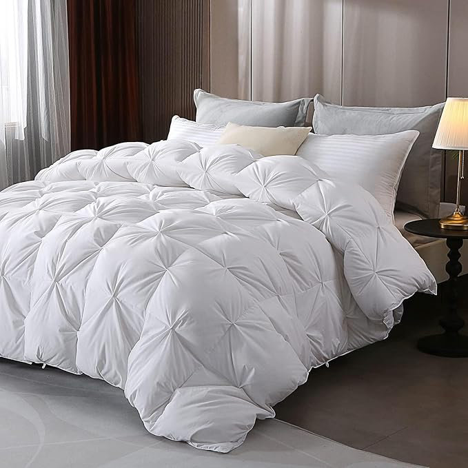 Soft Cotton Blend Pinch Pleat Feathers Down Comforter ValenciaLuxe