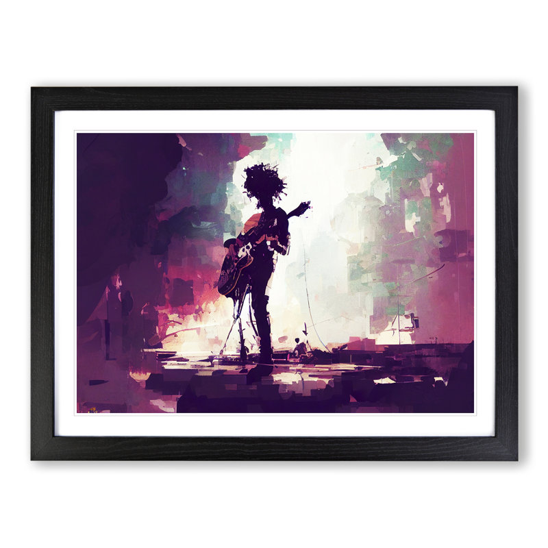 Guitar Rock Band Vol.3 - Single Picture Frame Painting, 46cm H x 64cm W x 2cm D, Black