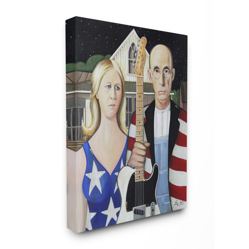 «American Gothic Rock Stars Classical Parody Modern Peinture», impression sur toile, H 20 po x l 16 po, Toile tendue