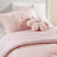 Couette 3 pièces en chenille rose à motifs floraux, réversible et lavable à la machine.