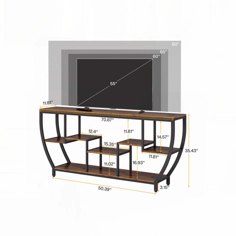 Console canapé avec tablettes de rangement à 7 niveaux